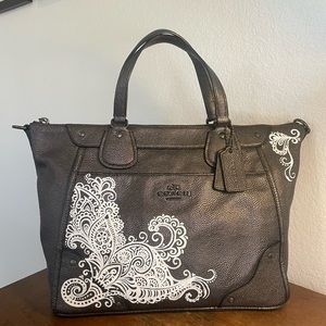 Pewter Coach Mickie with Hand Painted Henna Design